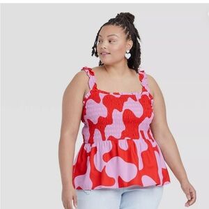 Red and Pink Women's Top